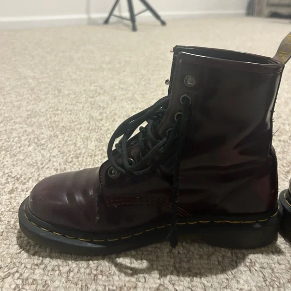 Vegan 1460 Dr. Martens Cherry Red Lace Up Boots - Picture 4 of 14